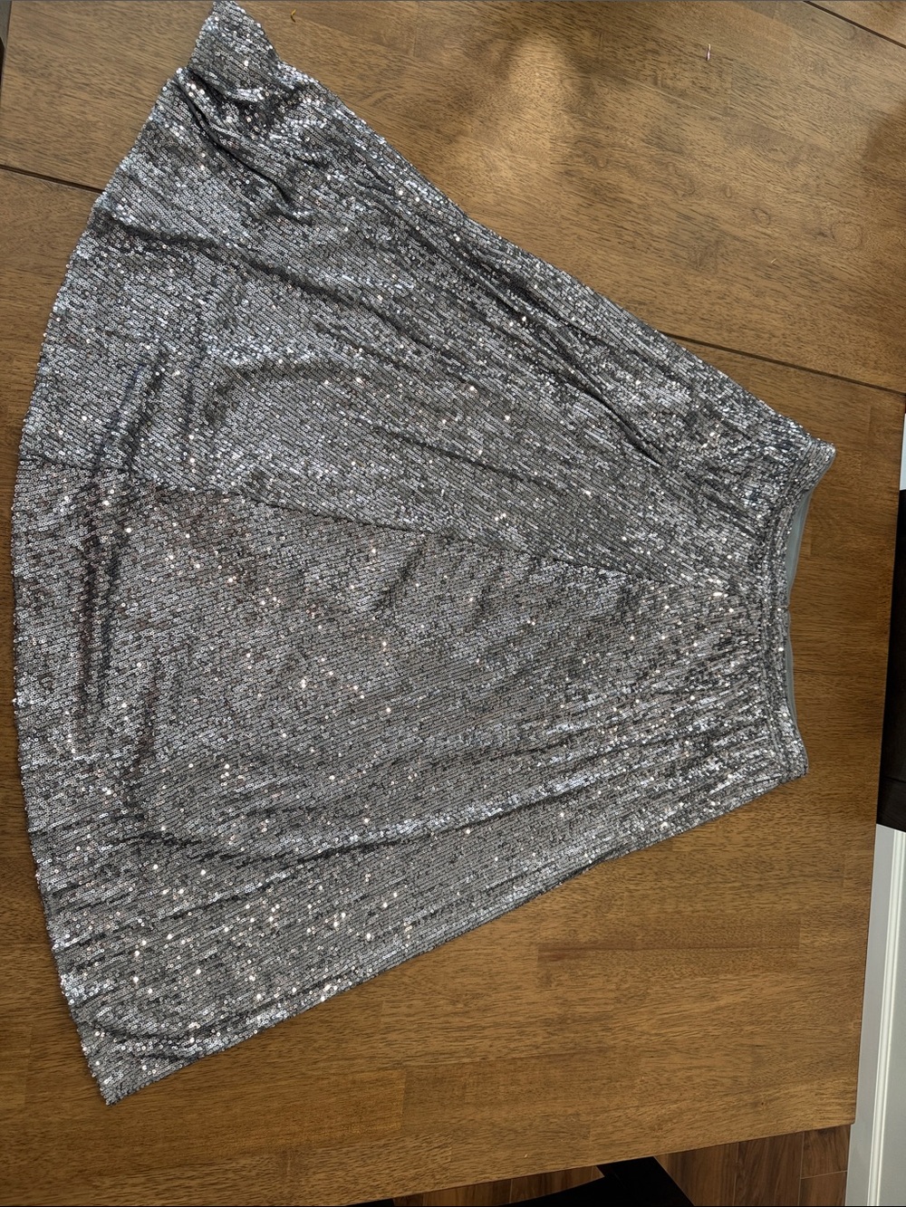 Silver Sequin Circle Skirt with Elastic Waist